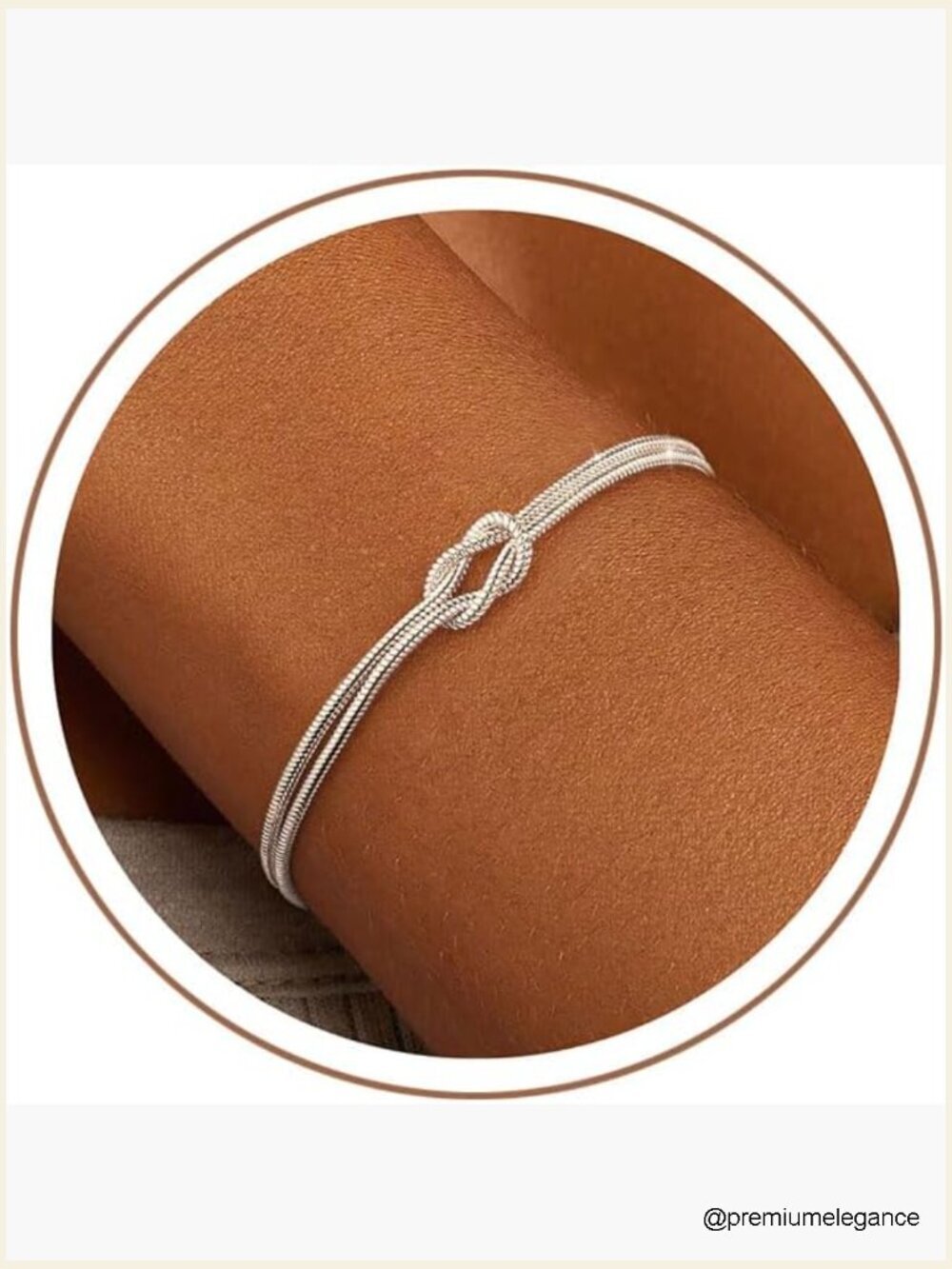 Stackable Layered Chain Heart Pearl Knot Beaded Bracelet Set
